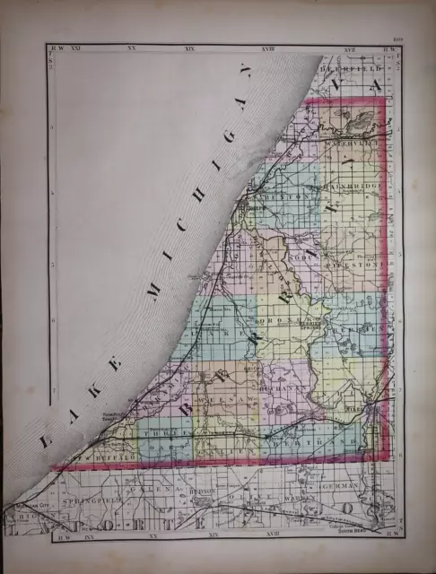 1873 Plat Map St JOSEPH, BERRIEN Co, MICHIGAN / CASSOPOLIS, CASS Co. Reverse