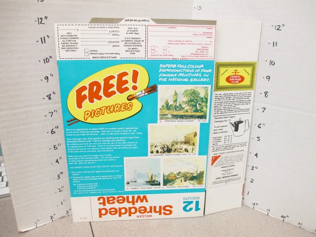 cereal box UK 1970s ? Nabisco Shredded Wheat premium famous paintings posters