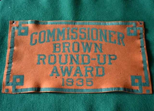 Vintage Boy Scout Felt Banner - 1935 - Round-Up Award - Kansas City Council