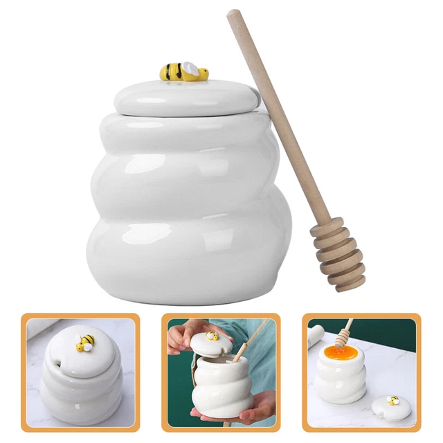 Pot à miel en forme d'abeille, distributeur de condiments en forme d'abeille, pot d'assaisonnement avec cuillère, récipient de rangement décoratif de cuisine pour sel, sucre, miel, sirops Pot à miel en forme d'abeille, distributeur de condiments en forme d'abeille, pot d'assaisonnement avec cuillère, récipient de rangement décoratif de cuisine pour sel, sucre, miel, sirops
