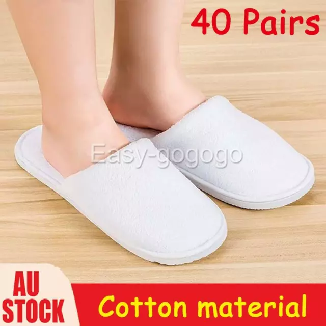 40 Pairs SPA HOTEL GUEST SLIPPERS CLOSED TOE DISPOSABLE TERRY STYLE LINEN HOUSE