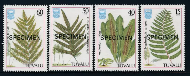 1987 Tuvalu Ferns Set Of 4 Fine Mint Mnh Overprint Specimen