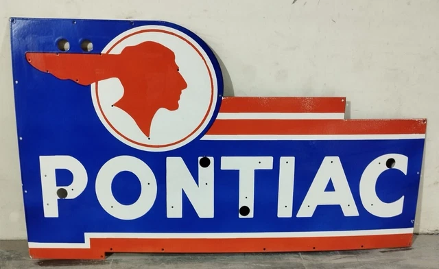 Pontiac Porcelain Enamel Sign Size 48" X 28" Inches