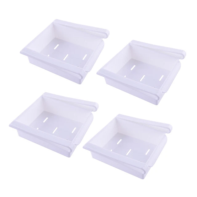 4x Fridge Storage Box Food Rack Holder Tray Kitchen Shelf Organiser Container