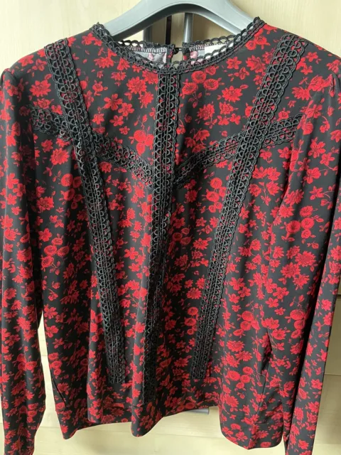 Ladies Red Floral Top by Oasis - Size L