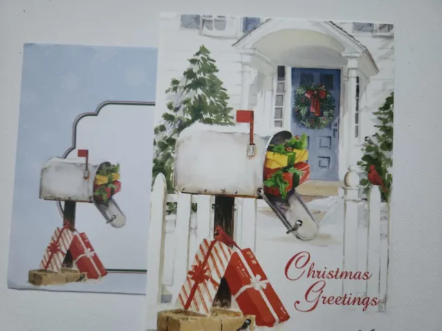 2 tarjetas de felicitación de Navidad buzón lleno de regalos con sobre a juego