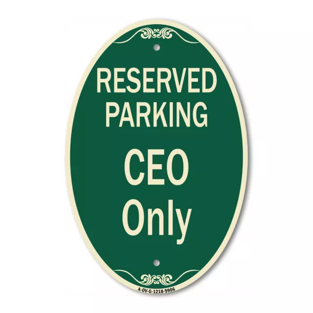 Designer Series Oval - Reserved Parking Ceo Only 12" x 18" Heavy-Gauge Aluminum