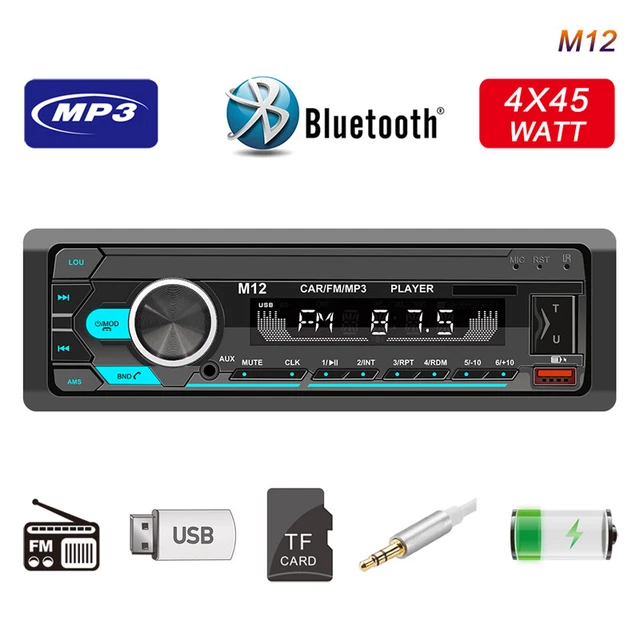 Single DIN LCD Car Stereo Receiver Bluetooth Hands Free Calling FM Radio USB MP3
