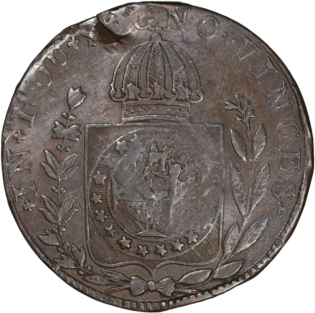 Brazil (Maranho) 1834 (undated) 20 Reis, CSTP. on 1830 80 Reis VF(coin)/EF(CTSP)