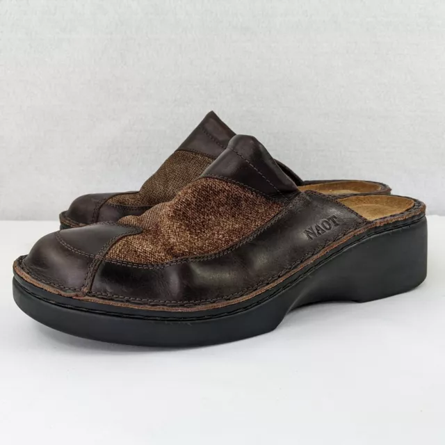 NAOT Clogs Mules Slip On Shoes Women's Size 39 US 8 - 8.5 Brown Leather Comfort