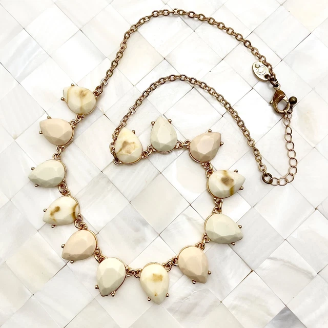 Faux Faceted Opaque Stone Necklace Gold Tone The Vintage Strand Lot #2133