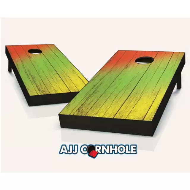 AJJCornhole 107-RastaGrain Rasta Grain Theme Cornhole Set with bags - 8 x 24 ...