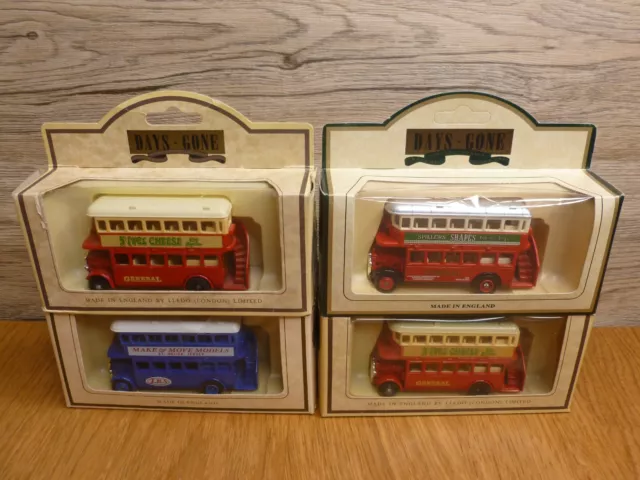 LLEDO Days Gone Vintage Models x 4 1932 AEC Regent Double Deck Bus Boxed