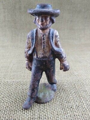Vintage Cast Iron Amish Man Figurine ~4.5" Tall