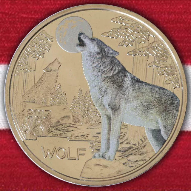 3 Euro Tier Taler Tiertaler Österreich Wolf 2017 Leuchtet Im Dunkeln Farbe