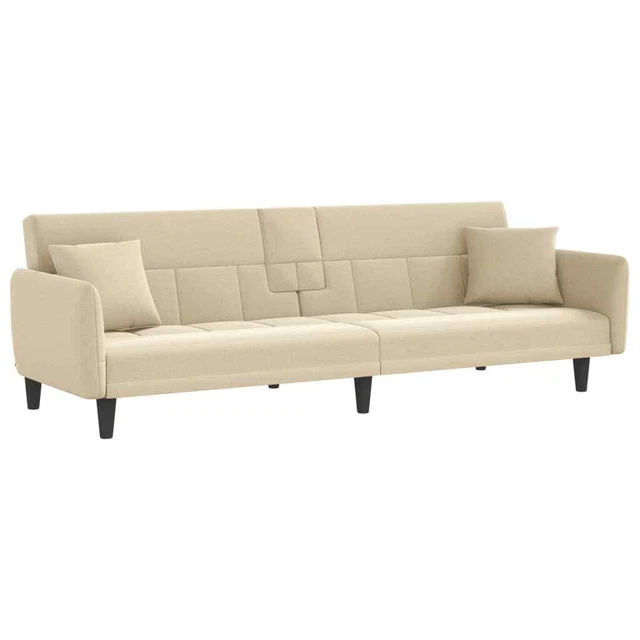 AX Divano Letto 2 Cuscini 3 Tavolino Crema Portabicchieri 2USB Elegante + 351872