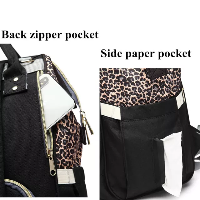 Diaper Bag Backpack Multi-Function Waterproof Baby Leopard Traveling Bags 050 9