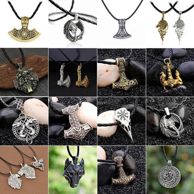 Retro Viking Nordic Pentagram Raven Celtic Pendant Choker Leather Necklace