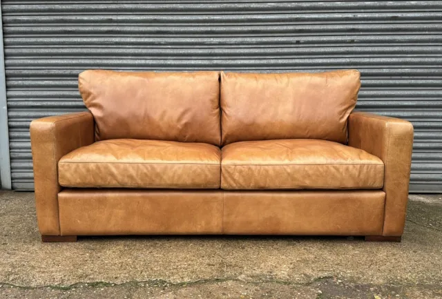 Beautiful Halo Tan Leather 2 Seater Sofa