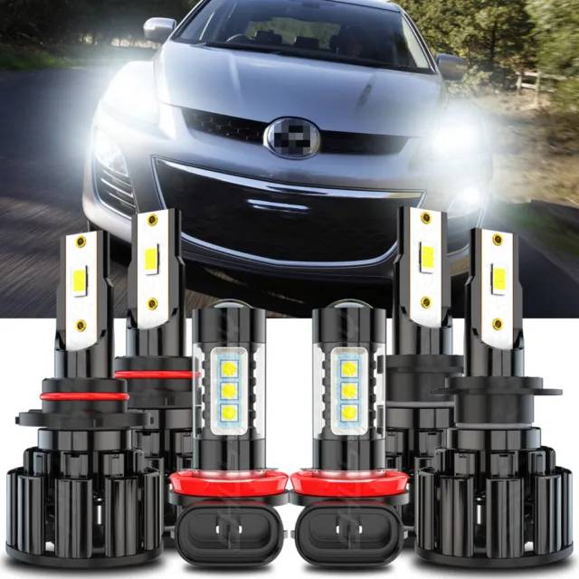 Para for Mazda CX-7 2007 2008 2009-2011 LED faro alto/bajo+Kit de luz antiniebla
