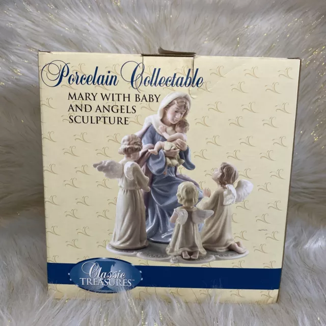 Virgin Mary with Baby Jesus and Angels (Porcelain Statue/Sculpture/Figurine)