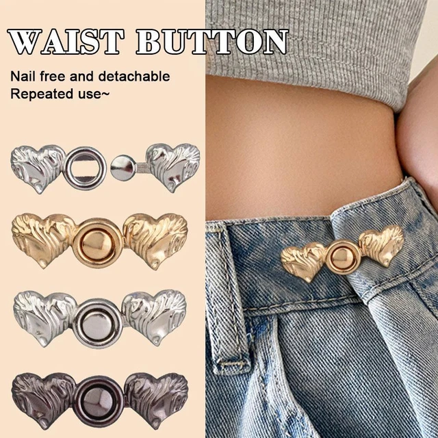 Metal Trouser Jeans Heary-shaped Waist Button Waist Band Extended μ
