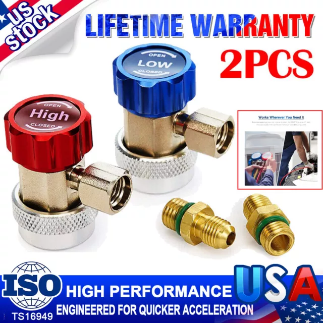 Refrigerant Adapter Fittings Hi-Low Quick Coupler AC Car Air Conditioner w/ 1/4"