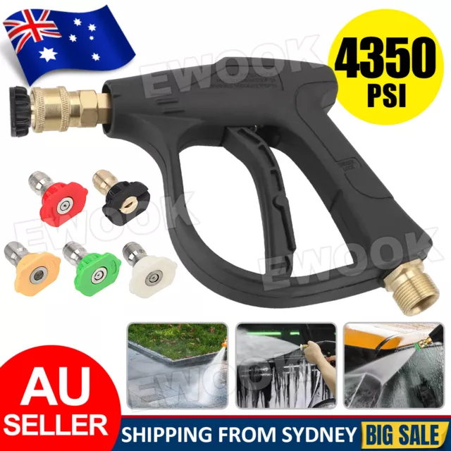 4350 PSI High Pressure Washer Gun Car Wash Foam Spray Short Wand Lance 5Nozzle