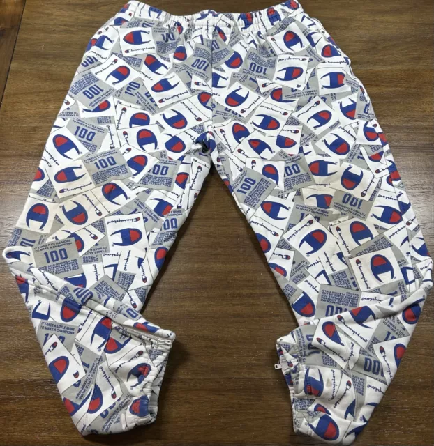 CHAMPION JOGGERS SWEATPANTS Spell Out All Over Mens Size XL Ankle Zip ...