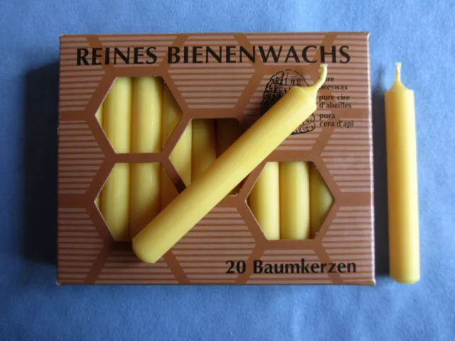 20 Baumkerzen Weihnachtsbaumkerzen 100% Bienenwachs Christbaum Kerzen