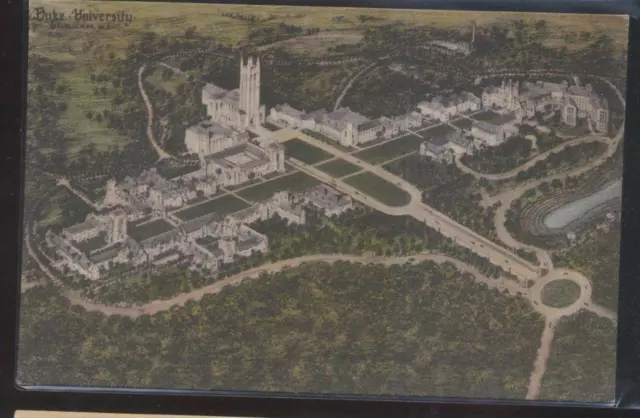 Postcard DURHAM NC  Duke University Campus Bird's Eye Aerial view 1920's