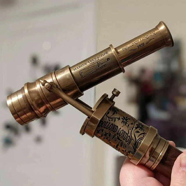 ENGRAVED 1920 DOLLOND LONDON Victorian Telescope Compass On Top Spyglass Handle