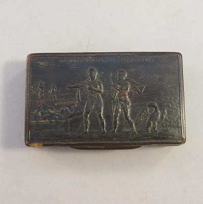 Antique Snuff Box Napoleonic Period Pressed Horn Jupiter receiving A Young Hero