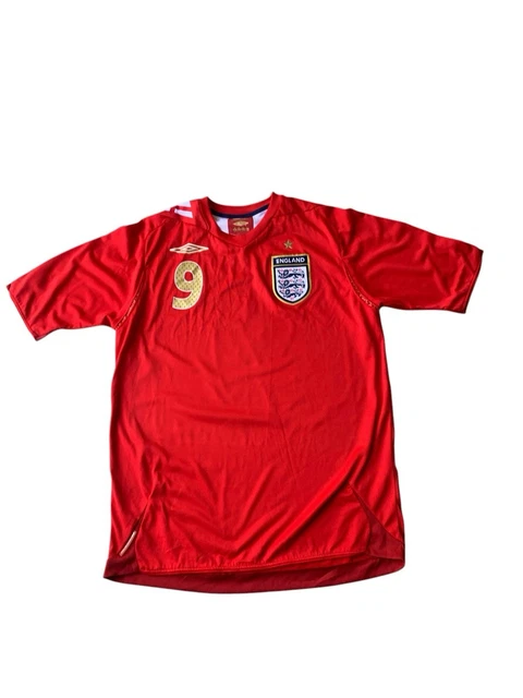 Maillot De Foot Angleterre Umbro Wayne Rooney 2006-2008 - Extérieur Rouge, Taille M