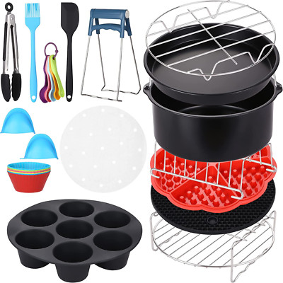 Teglia da Forno per Cestello per Friggitrice per Phillips Gowise Kit di Accessori per Friggitrice ad Aria Universale XXL per 4.5QT-6.8QT COLFULINE 8 Inch Accessori per Friggitrice ad Aria 14 Pezzi 