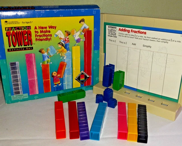 LEARNING RESOURCES FRACTION Tower Color Coded Cube Blocks, Base, Sample ...