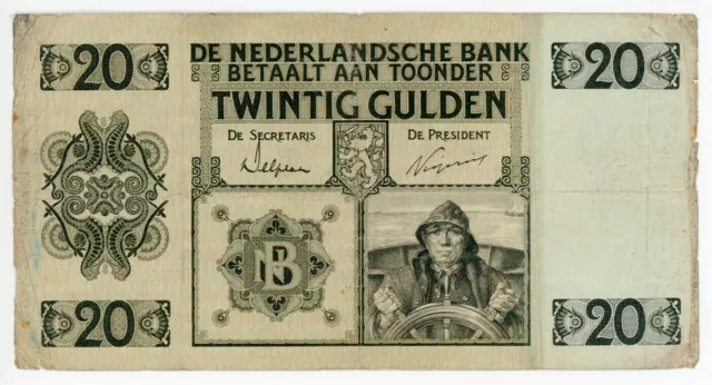 Netherlands 20 Gulden 1931 P-44 F