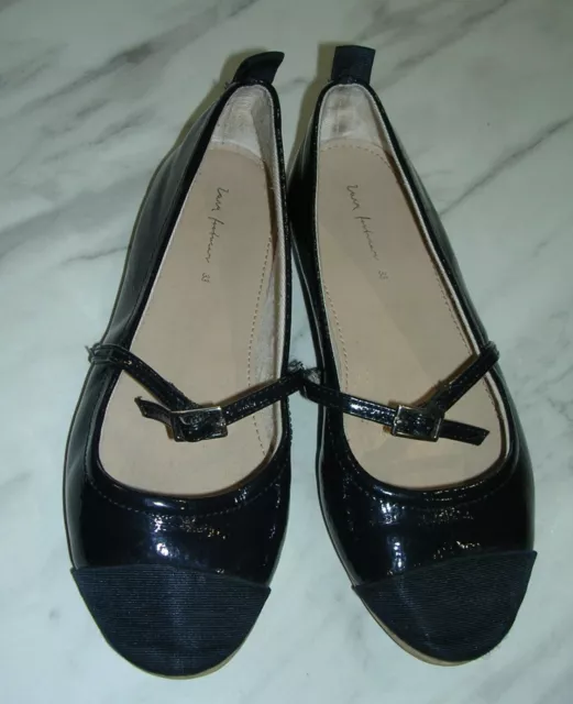 Zara scarpe da festa piatte blu navy UK 1 EU 33