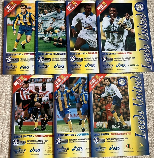 LEEDS UNITED FOOTBALL PROGRAMME COLLECTION HOME SEASON 1993 / 94 Bundle