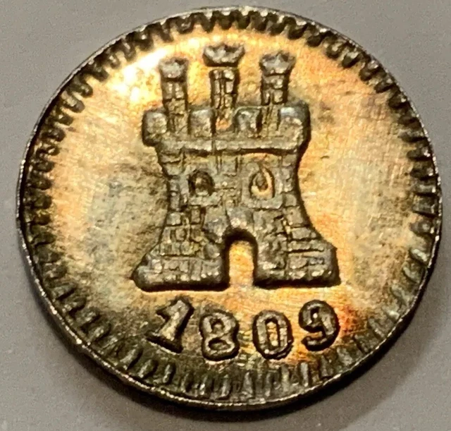 1809 C GUATEMALA 1/4 Real Silver Lion Castle (CS/CMAYBE) Spanish