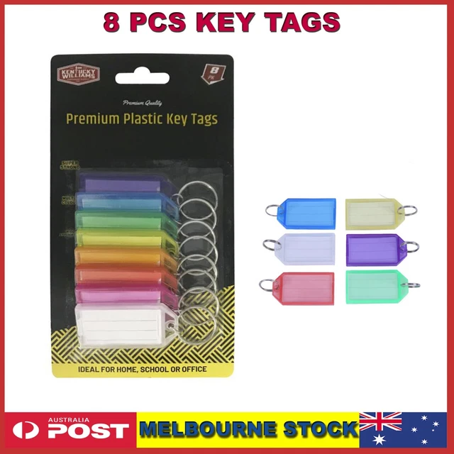 8x Plastic Key Tags With Split Ring ID Labels Keys Identifier Bag Travel Luggage