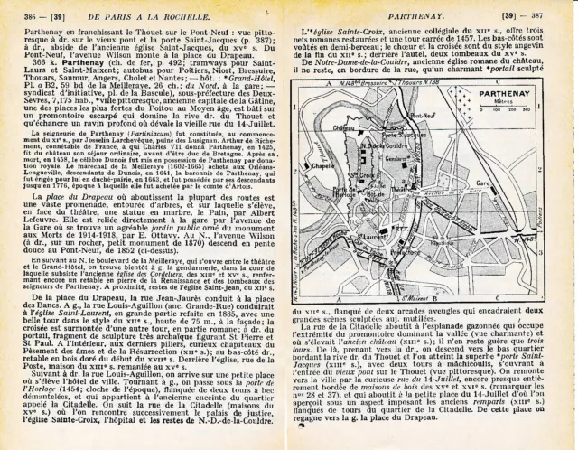 79 Parthenay 1934 pt. plan ville orig + guide (3 p.) St-Laurent Château Couldre