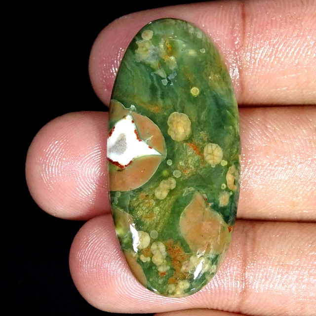 30.00Cts Natürlich Regenwald Jaspis Rhyolite Oval Cabochonschliff Lose Edelstahl