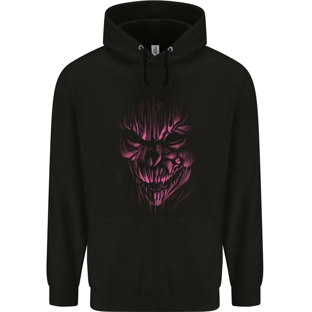 Felpa con cappuccio Demon Skull Devil Satan Grim Reaper Gotica da uomo 80% cotone