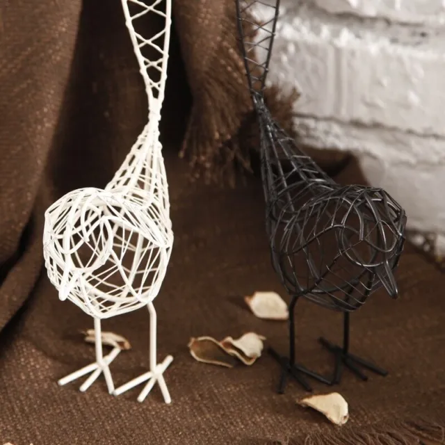 Uccello in fili di ferro uccellino passero scultura in filo di metallo 2