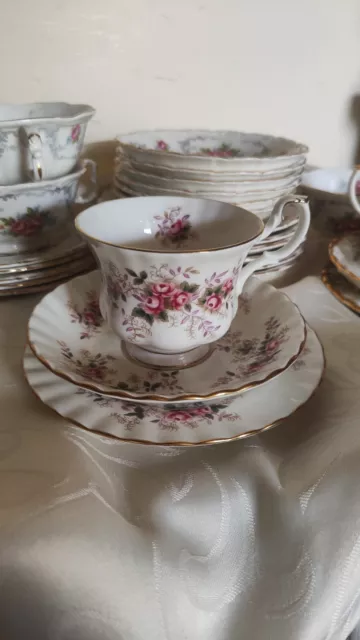 Royal Albert 'Lavender Rose' Tea Trio, Cup, Saucer, Plate, Vintage, England
