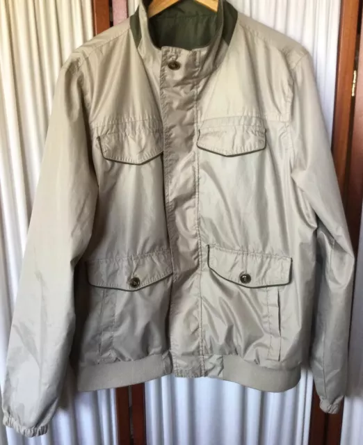 Totes Reversible Windbreaker Rain Jacket Men's Size L Khaki/Army Green Zip Up