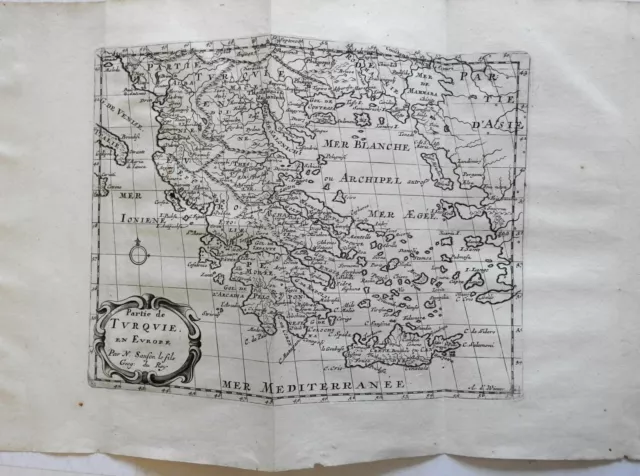 Ottoman Empire Greece Macedonia Albania Thrace Crete 1683 Sanson map