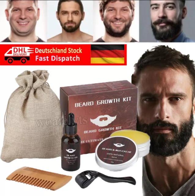 Beard Growth Kit Bart Wachstum Set Bartwuchsmittel Bartroller Bartwuchs Bartöl