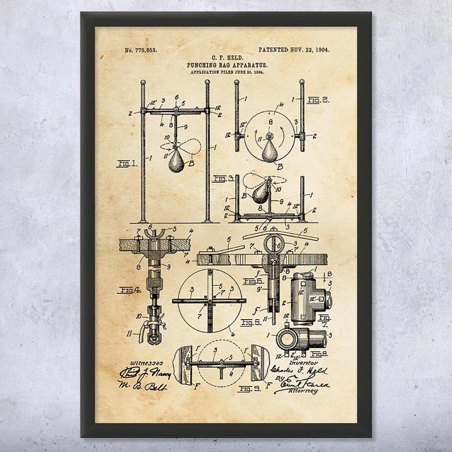 Boxing Speed Bag Patent Framed Print Boxing Art Sports Decor Boxing Gifts